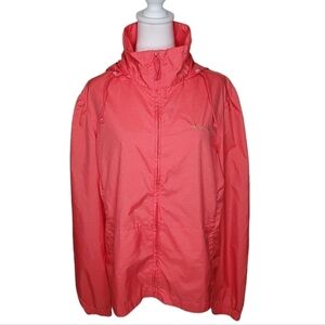 Columbia Women's Coral Pink Hooded Windbreaker Lightweight Full Zip, Sz XL
